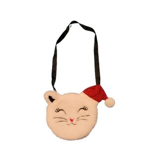 Pink VIOLET cat bag kids shoulder bag purse cat in santa hat